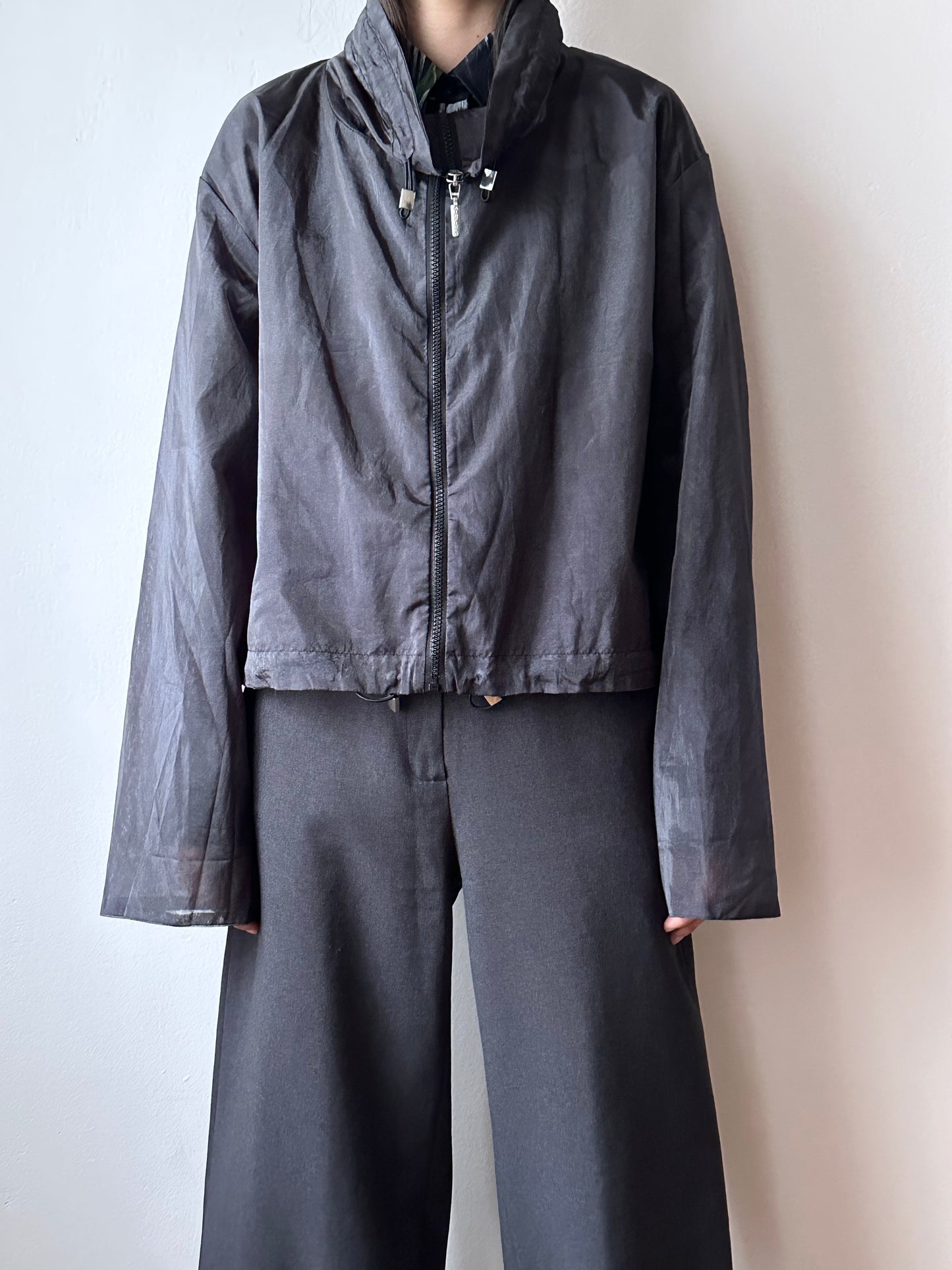 nylon sheer jacket with draw strings