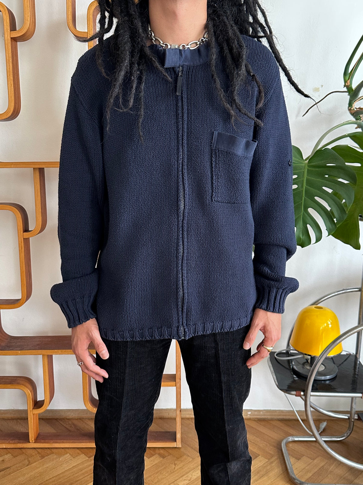Stone Island ストーンアイランド Massimo Osti Cotton Jumper コットン ニット セーター Navy 紺色 マッシモオスティ Toto Praha Vintage clothing shop Antique shop 古着屋 プラハ Showroom appointment Prague ユーロ古着 ヨーロッパ古着 古着卸 ヴィンテージ