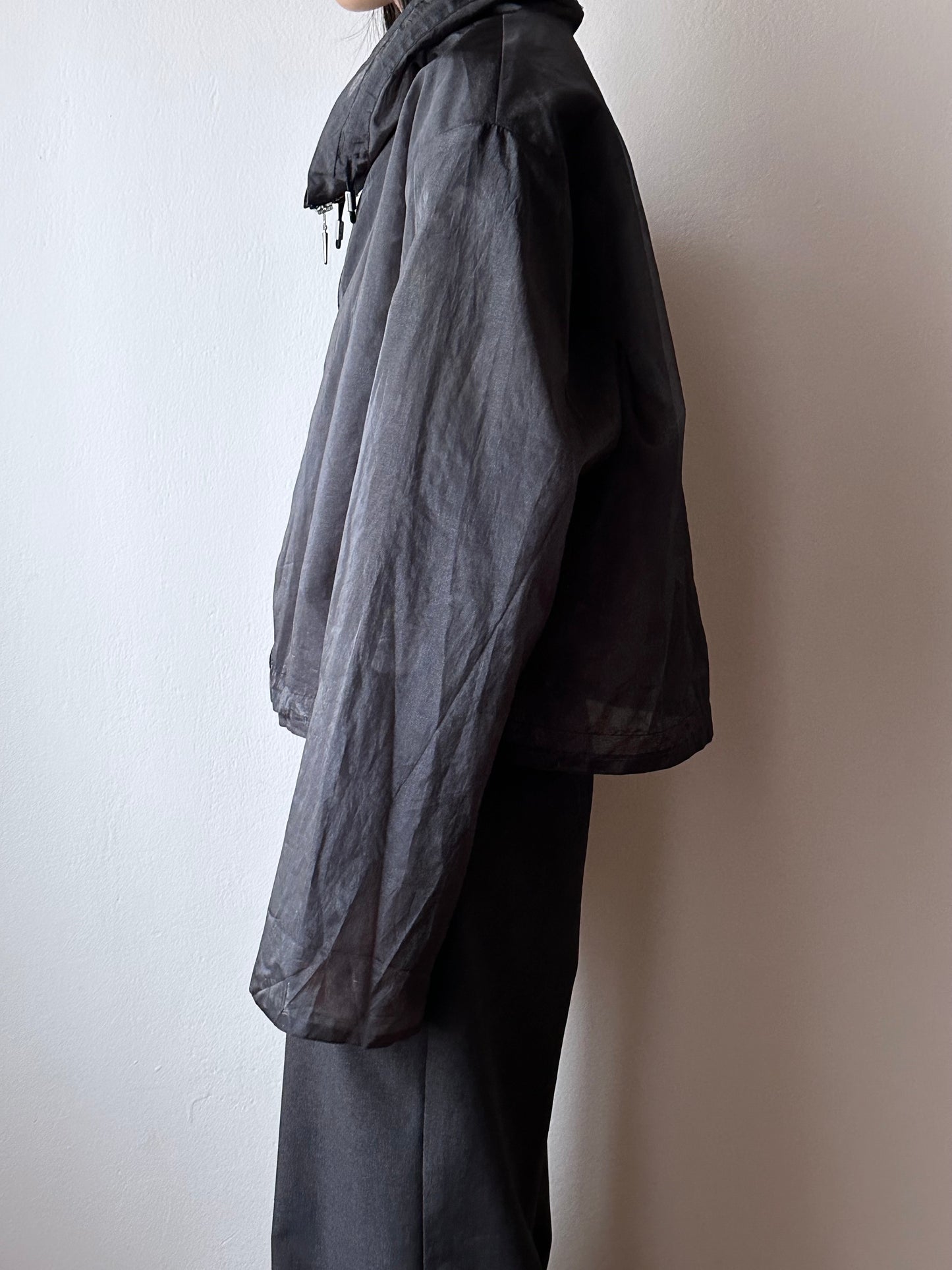 nylon sheer jacket with draw strings