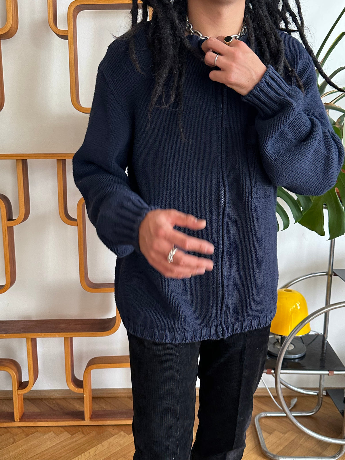Stone Island ストーンアイランド Massimo Osti Cotton Jumper コットン ニット セーター Navy 紺色 マッシモオスティ Toto Praha Vintage clothing shop Antique shop 古着屋 プラハ Showroom appointment Prague ユーロ古着 ヨーロッパ古着 古着卸 ヴィンテージ