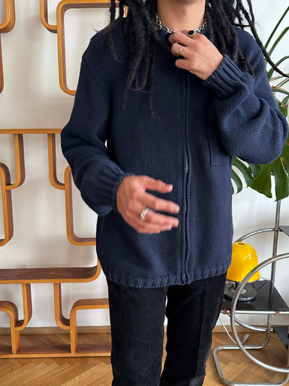 Stone Island ストーンアイランド Massimo Osti Cotton Jumper コットン ニット セーター Navy 紺色 マッシモオスティ Toto Praha Vintage clothing shop Antique shop 古着屋 プラハ Showroom appointment Prague ユーロ古着 ヨーロッパ古着 古着卸 ヴィンテージ