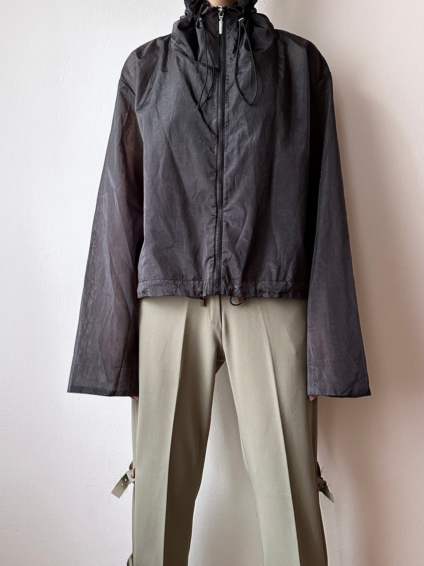 nylon sheer jacket with draw strings