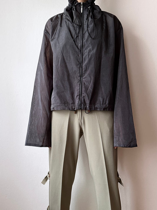 nylon sheer jacket with draw strings