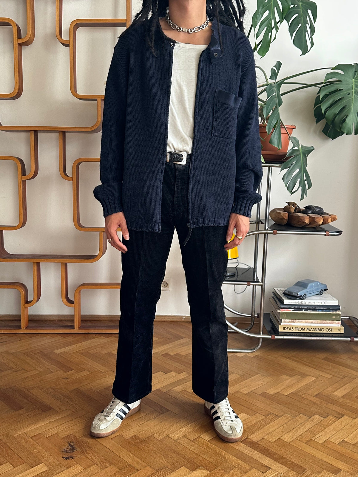 Stone Island ストーンアイランド Massimo Osti Cotton Jumper コットン ニット セーター Navy 紺色 マッシモオスティ Toto Praha Vintage clothing shop Antique shop 古着屋 プラハ Showroom appointment Prague ユーロ古着 ヨーロッパ古着 古着卸 ヴィンテージ