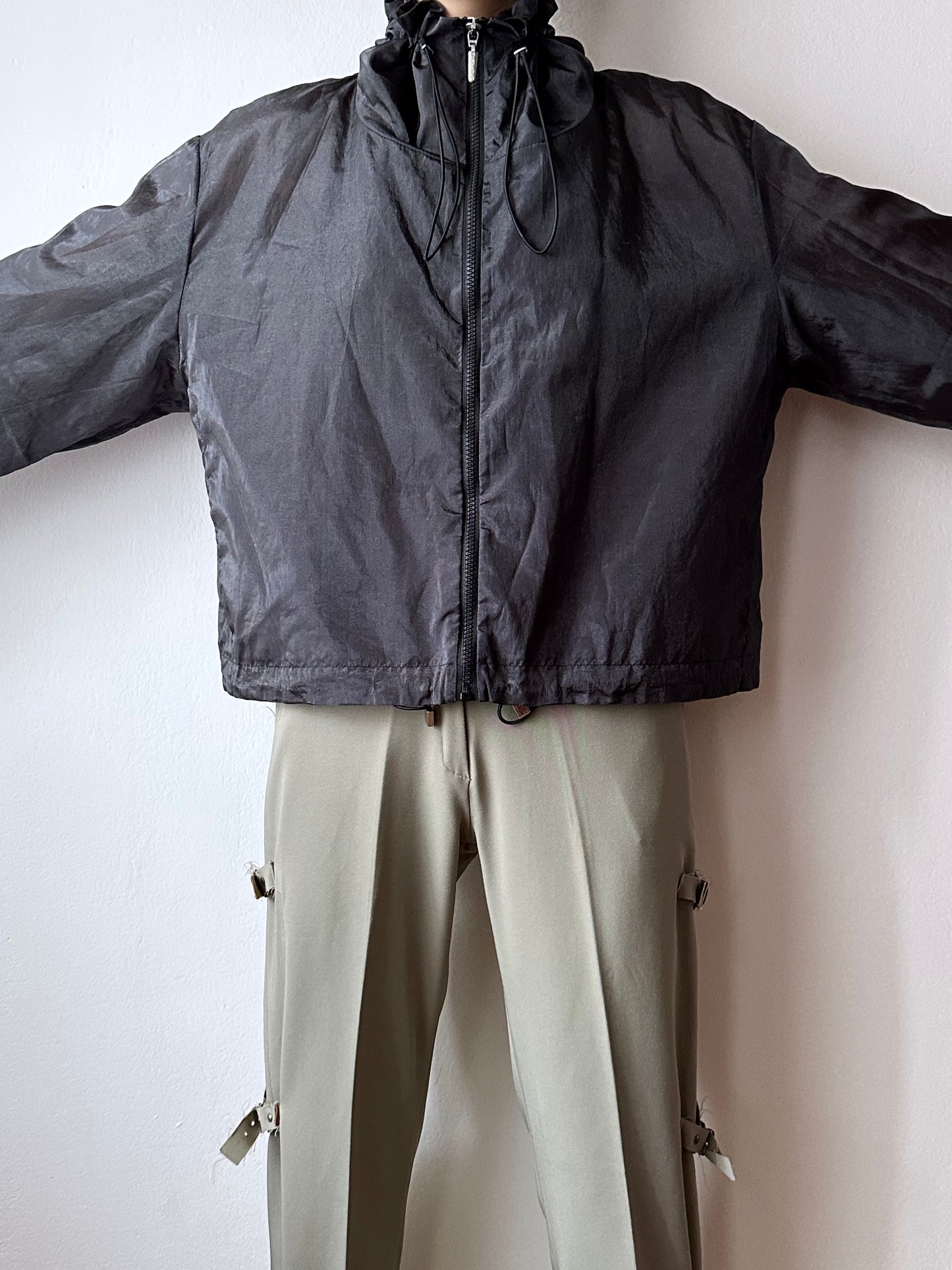 nylon sheer jacket with draw strings