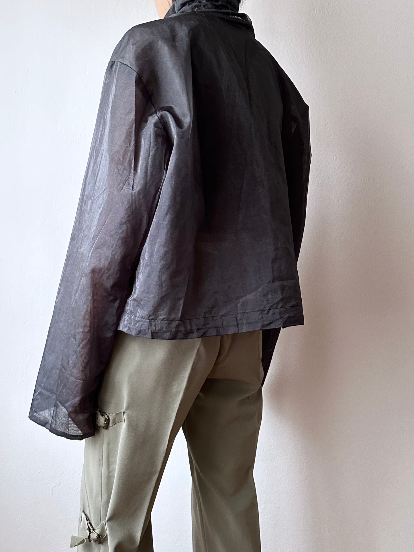 nylon sheer jacket with draw strings