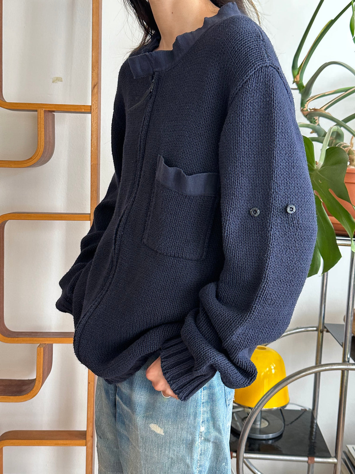 Stone Island ストーンアイランド Massimo Osti Cotton Jumper コットン ニット セーター Navy 紺色 マッシモオスティ Toto Praha Vintage clothing shop Antique shop 古着屋 プラハ Showroom appointment Prague ユーロ古着 ヨーロッパ古着 古着卸 ヴィンテージ