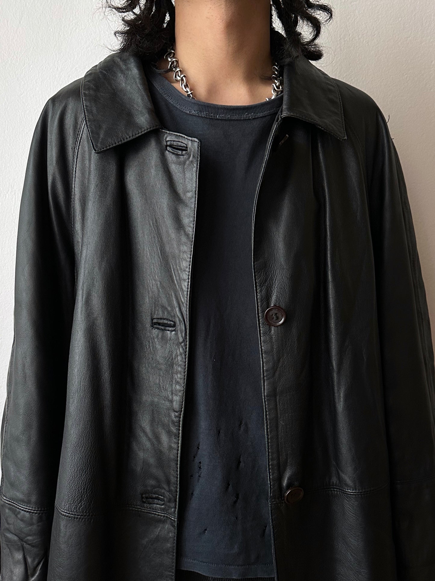 90s Italy Leather coat