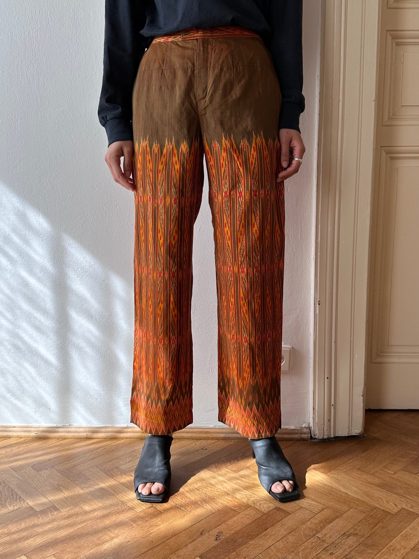 pure raw silk ikat pants