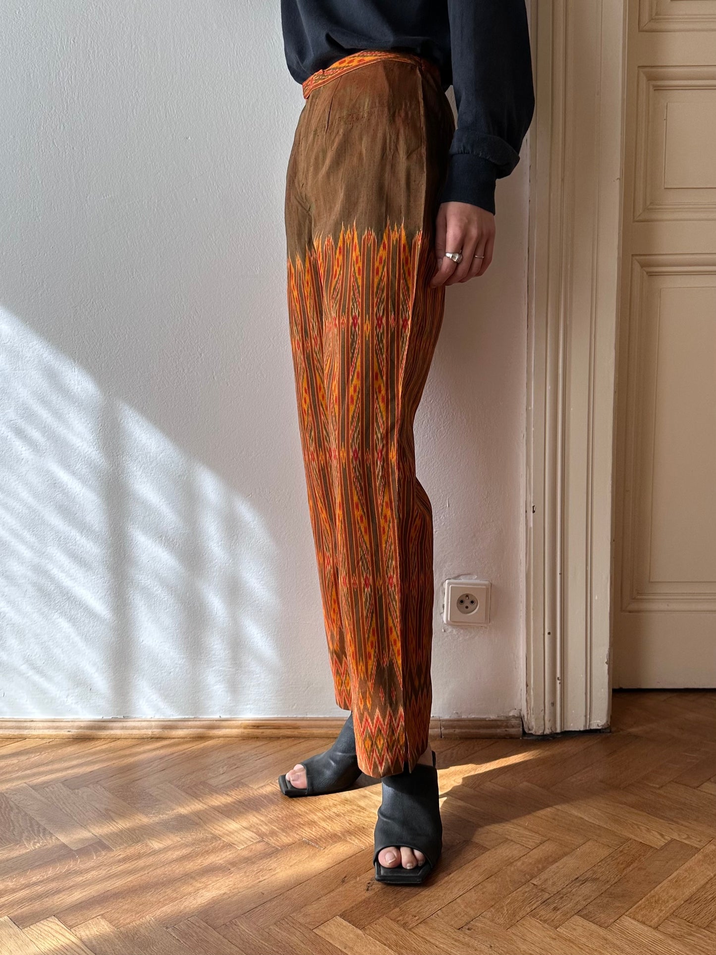 pure raw silk ikat pants