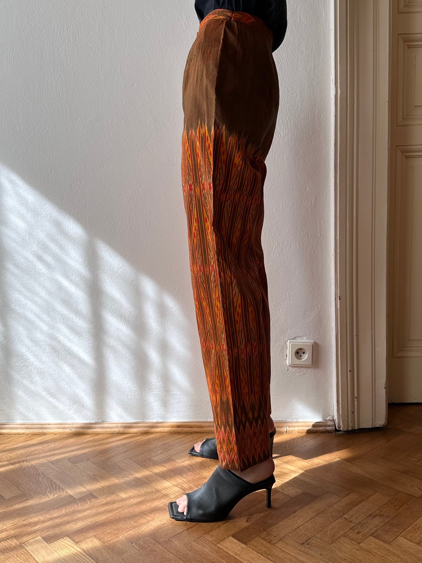 pure raw silk ikat pants