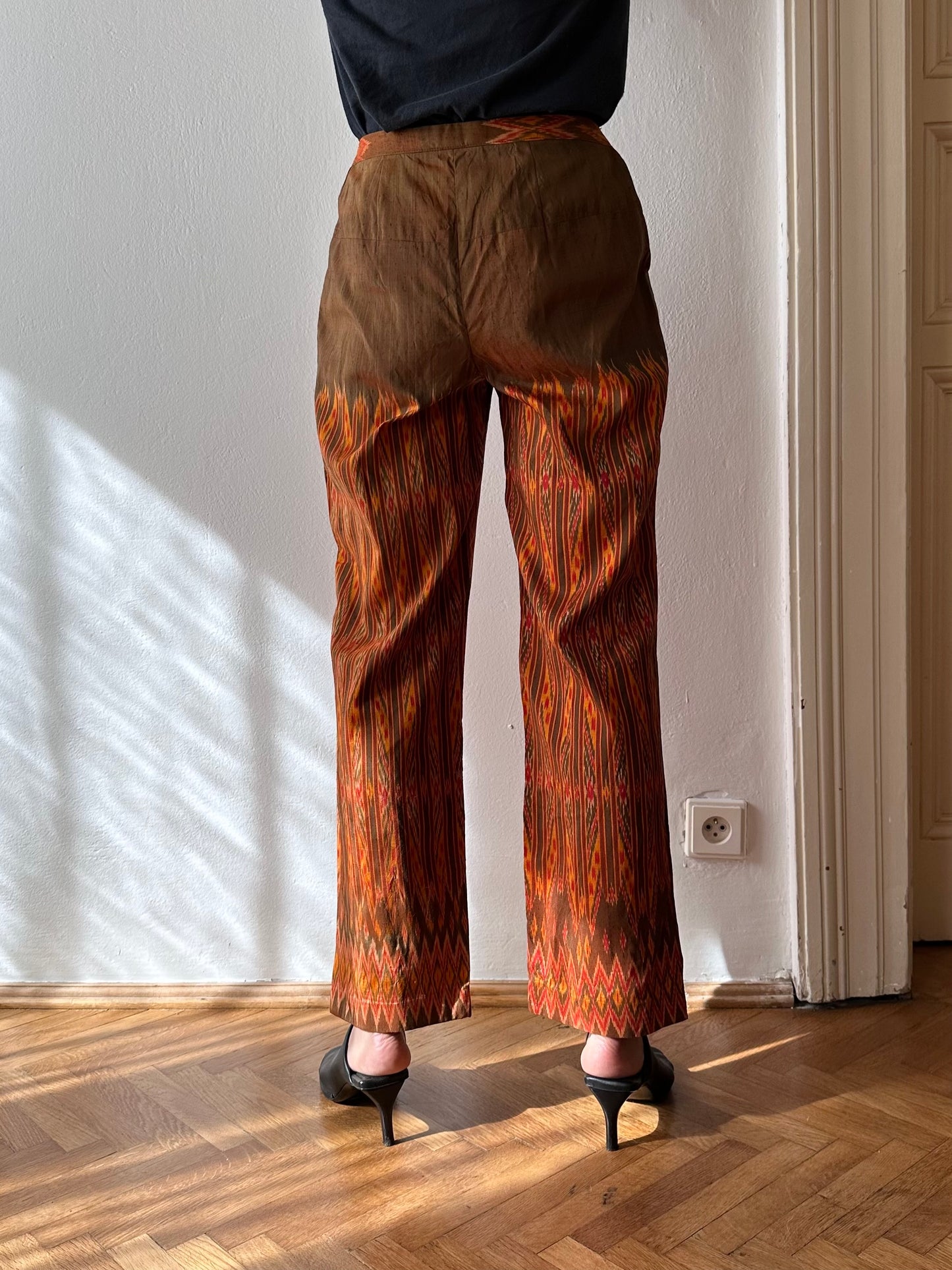 pure raw silk ikat pants