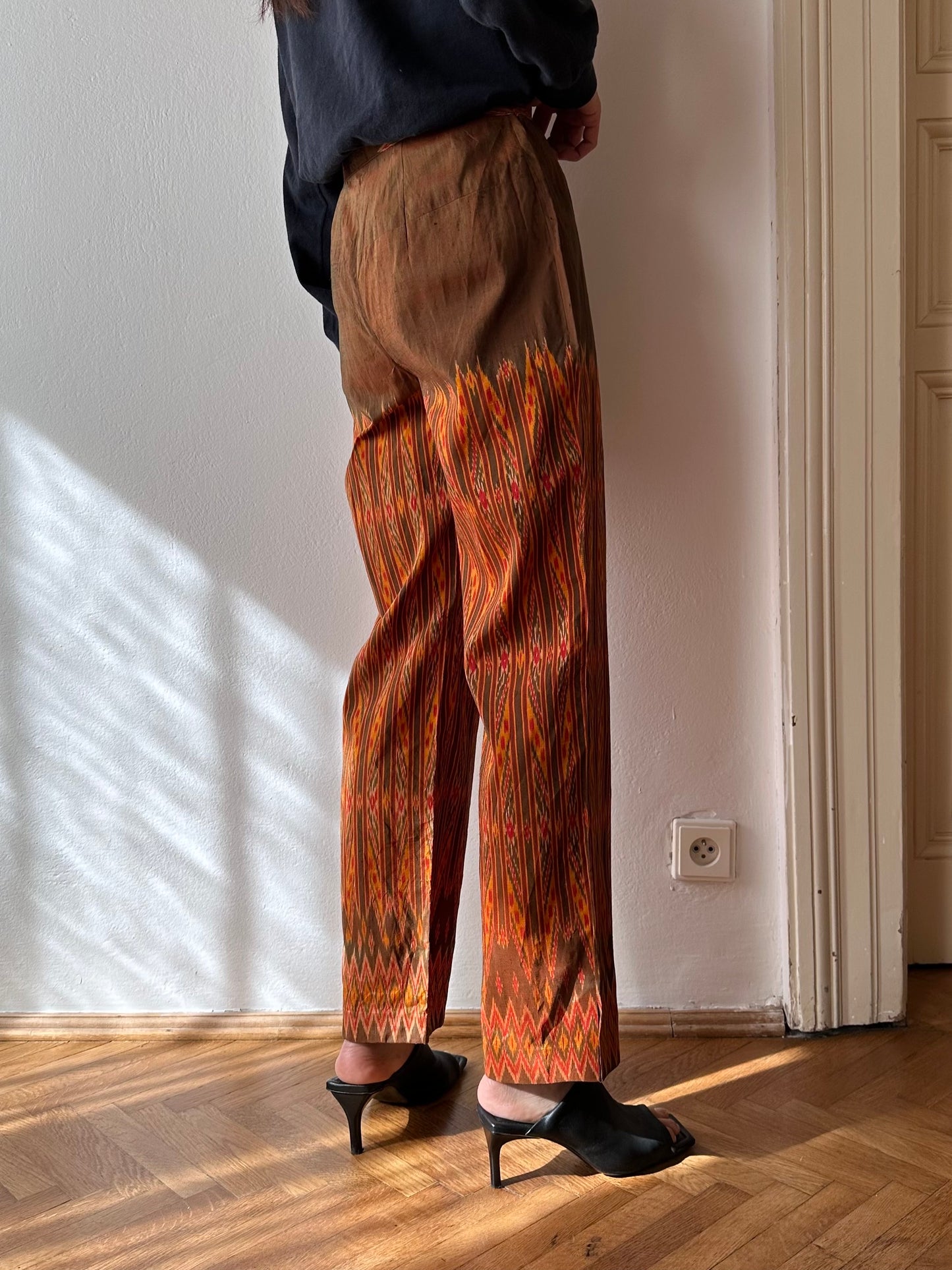 pure raw silk ikat pants
