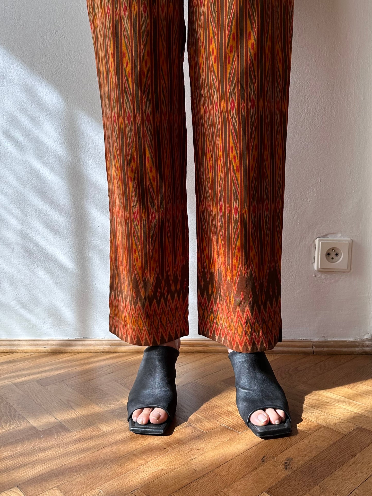 pure raw silk ikat pants