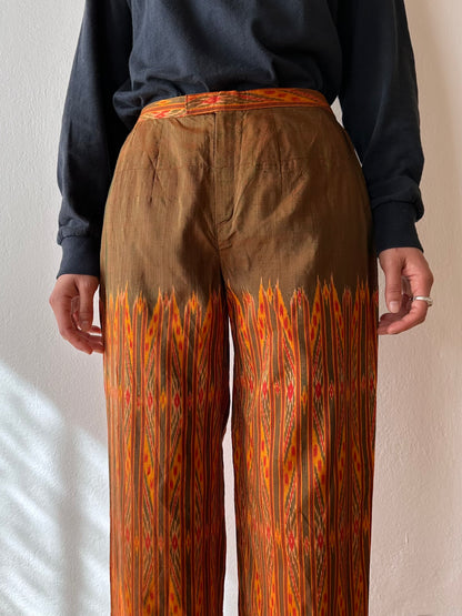 pure raw silk ikat pants