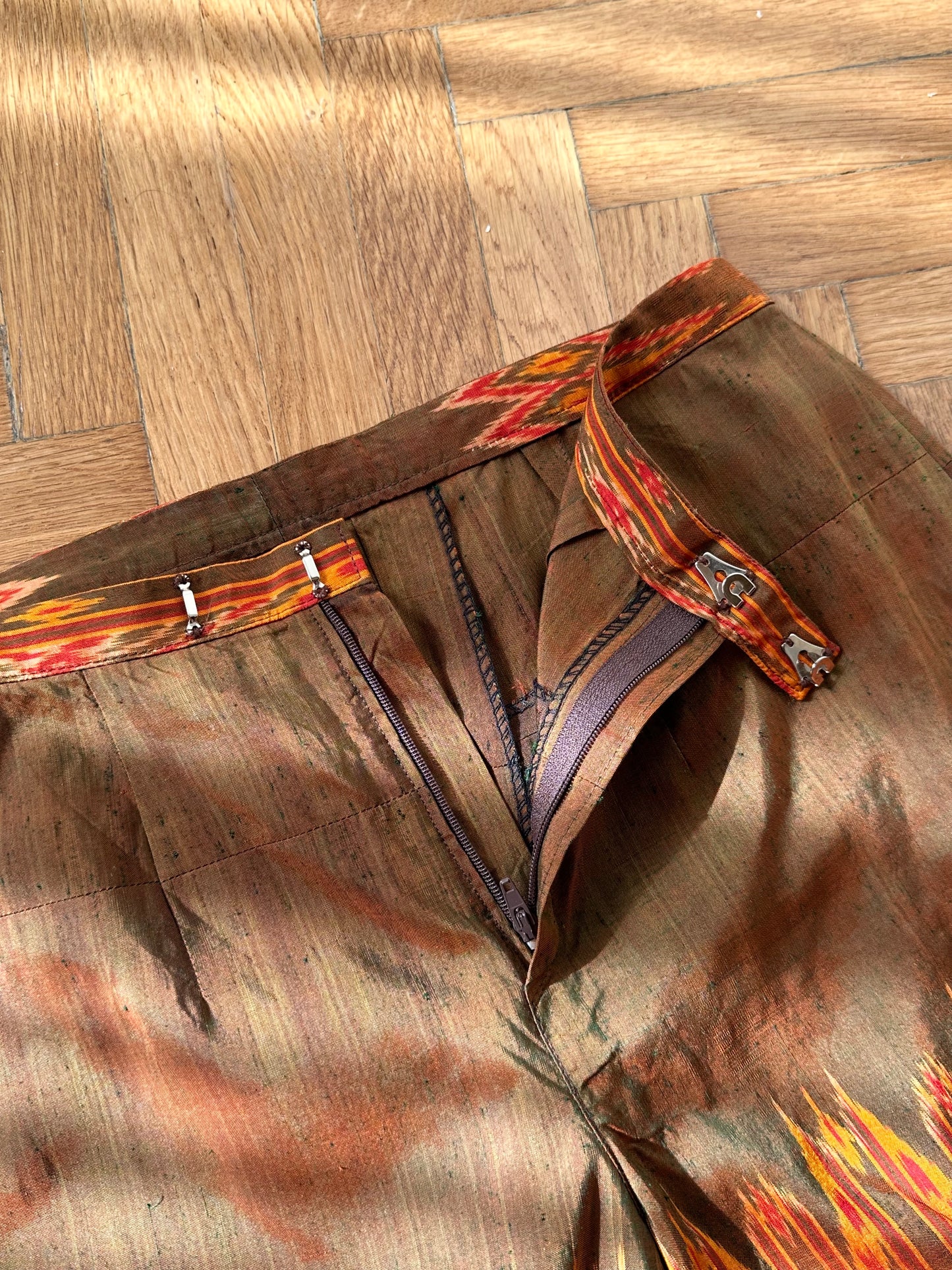 pure raw silk ikat pants