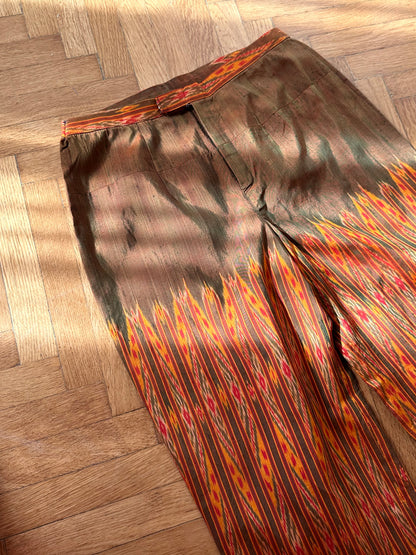 pure raw silk ikat pants