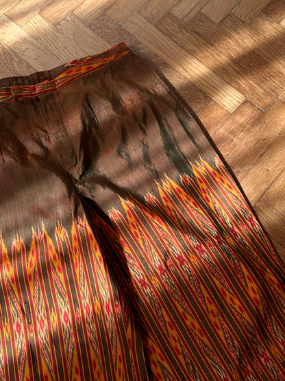pure raw silk ikat pants
