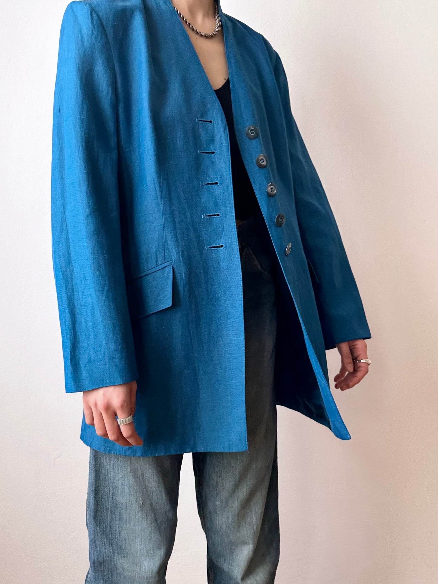 80s JAEGER silk linen jacket made in UK