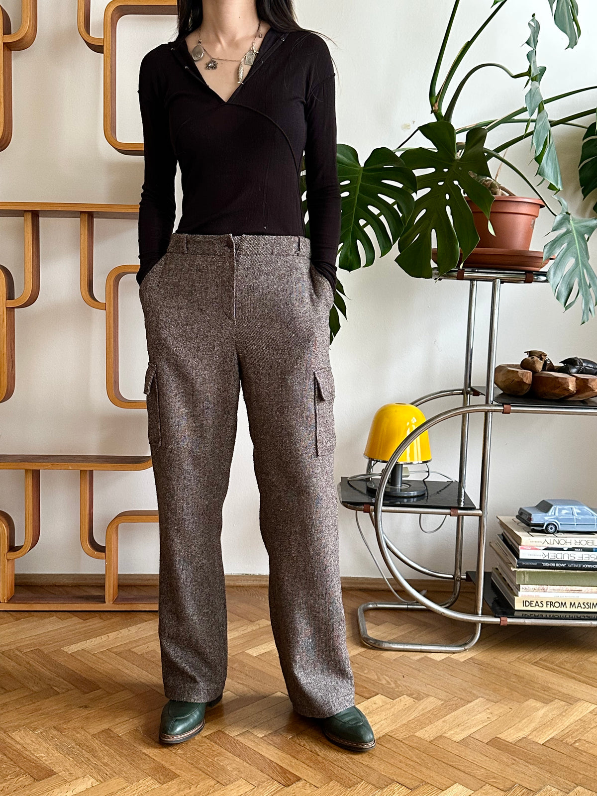 Wool tweed cargo trouser W29