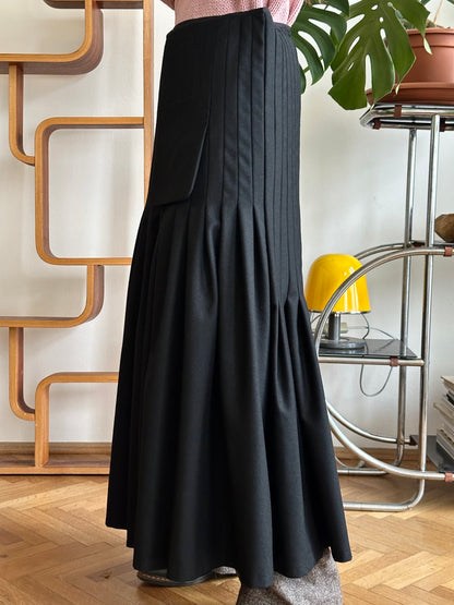 Yohji Yamamoto AW2005 wool pleats wrap skirt
