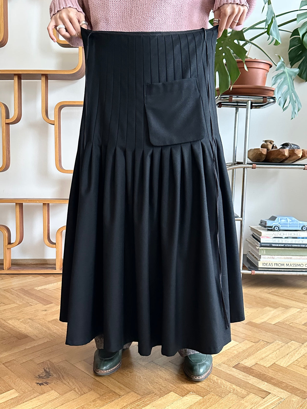 Yohji Yamamoto AW2005 wool pleats wrap skirt