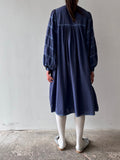 Made in India cotton vintage dress blue navy