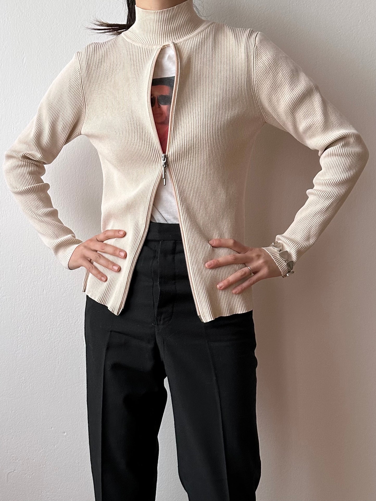 silk cotton double zip skin