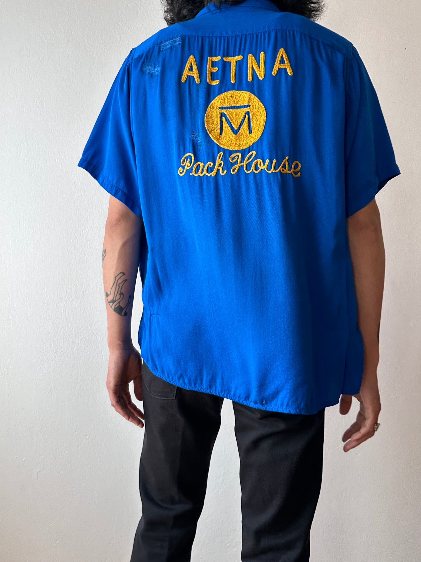 50's Bowling shirt 50年代 ボーリングシャツ Vintage Rayon shirt レーヨン 開襟 Praha Prague Vintage store プラハ 古着屋 ユーロ古着 ヨーロッパ古着