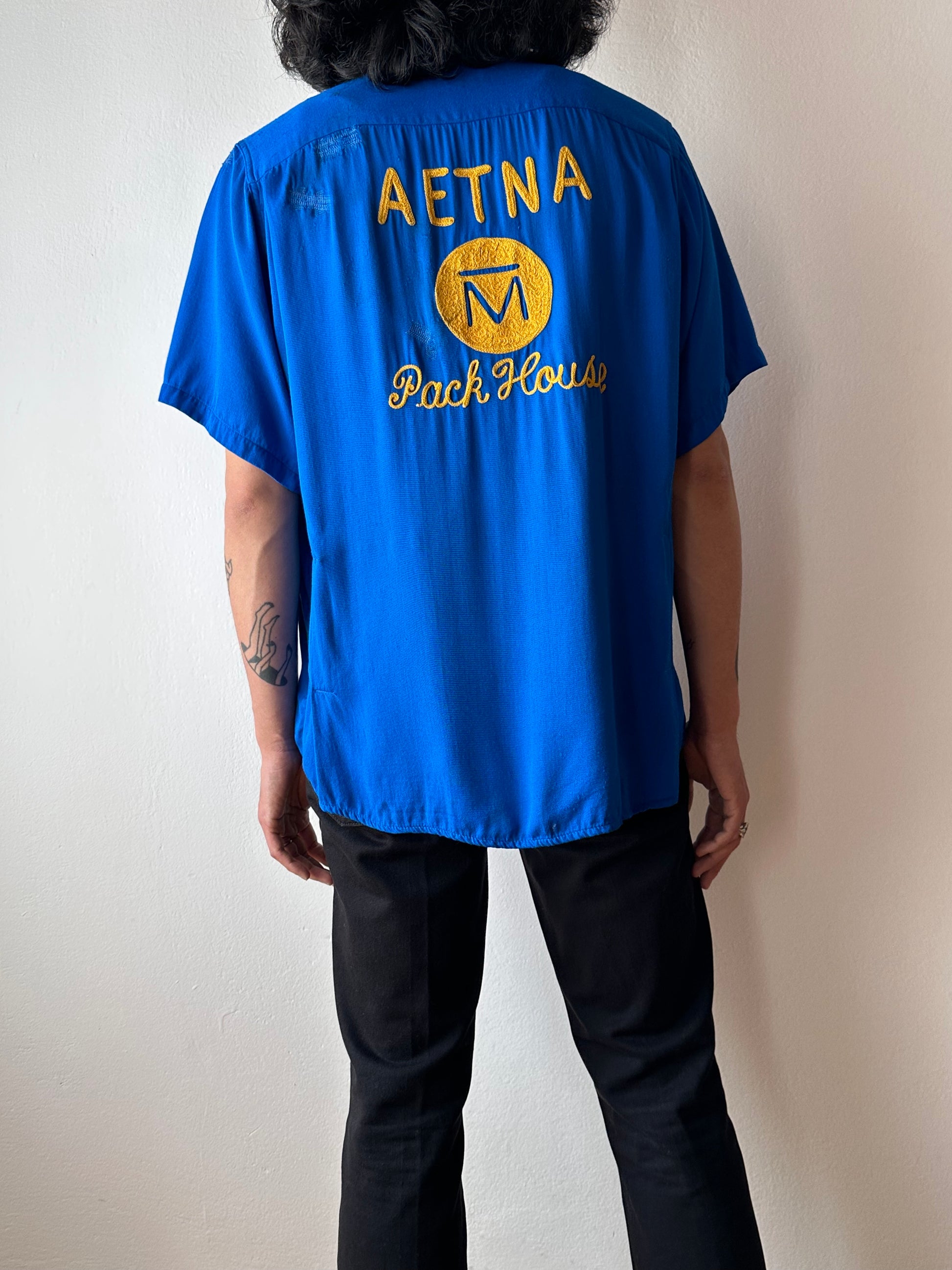 50's Bowling shirt 50年代 ボーリングシャツ Vintage Rayon shirt レーヨン 開襟 Praha Prague Vintage store プラハ 古着屋 ユーロ古着 ヨーロッパ古着