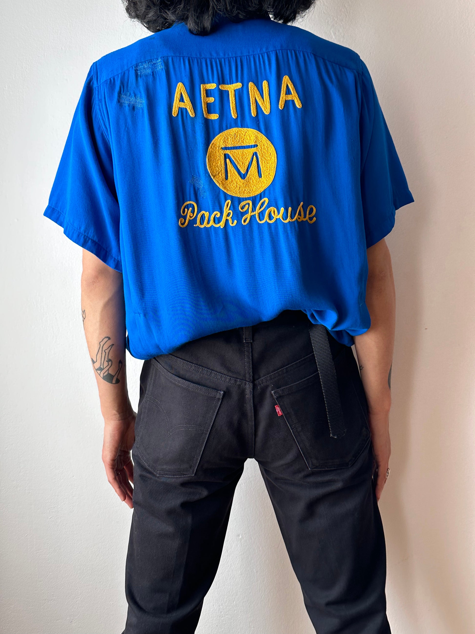50's Bowling shirt 50年代 ボーリングシャツ Vintage Rayon shirt レーヨン 開襟 Praha Prague Vintage store プラハ 古着屋 ユーロ古着 ヨーロッパ古着