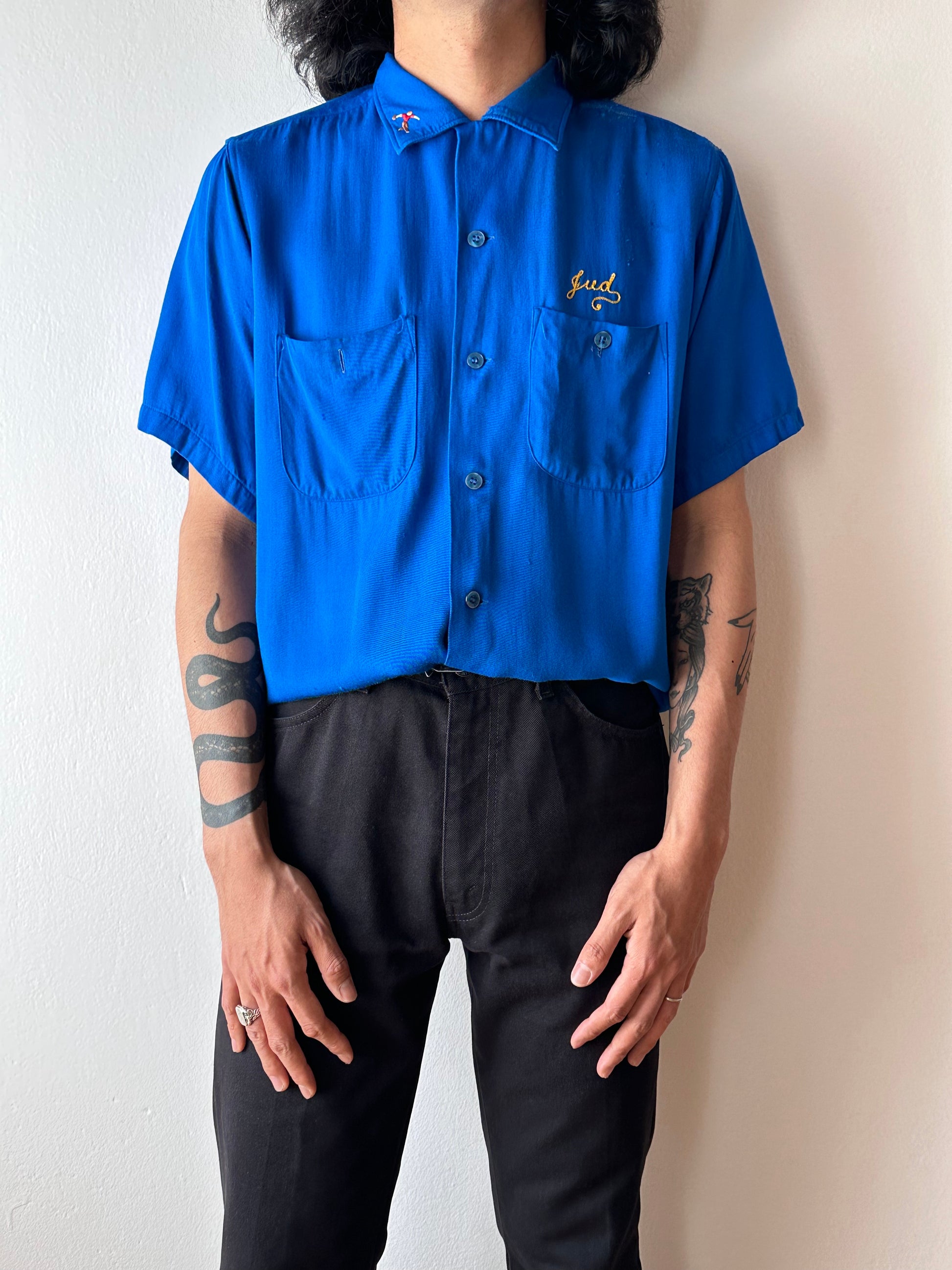50's Bowling shirt 50年代 ボーリングシャツ Vintage Rayon shirt レーヨン 開襟 Praha Prague Vintage store プラハ 古着屋 ユーロ古着 ヨーロッパ古着