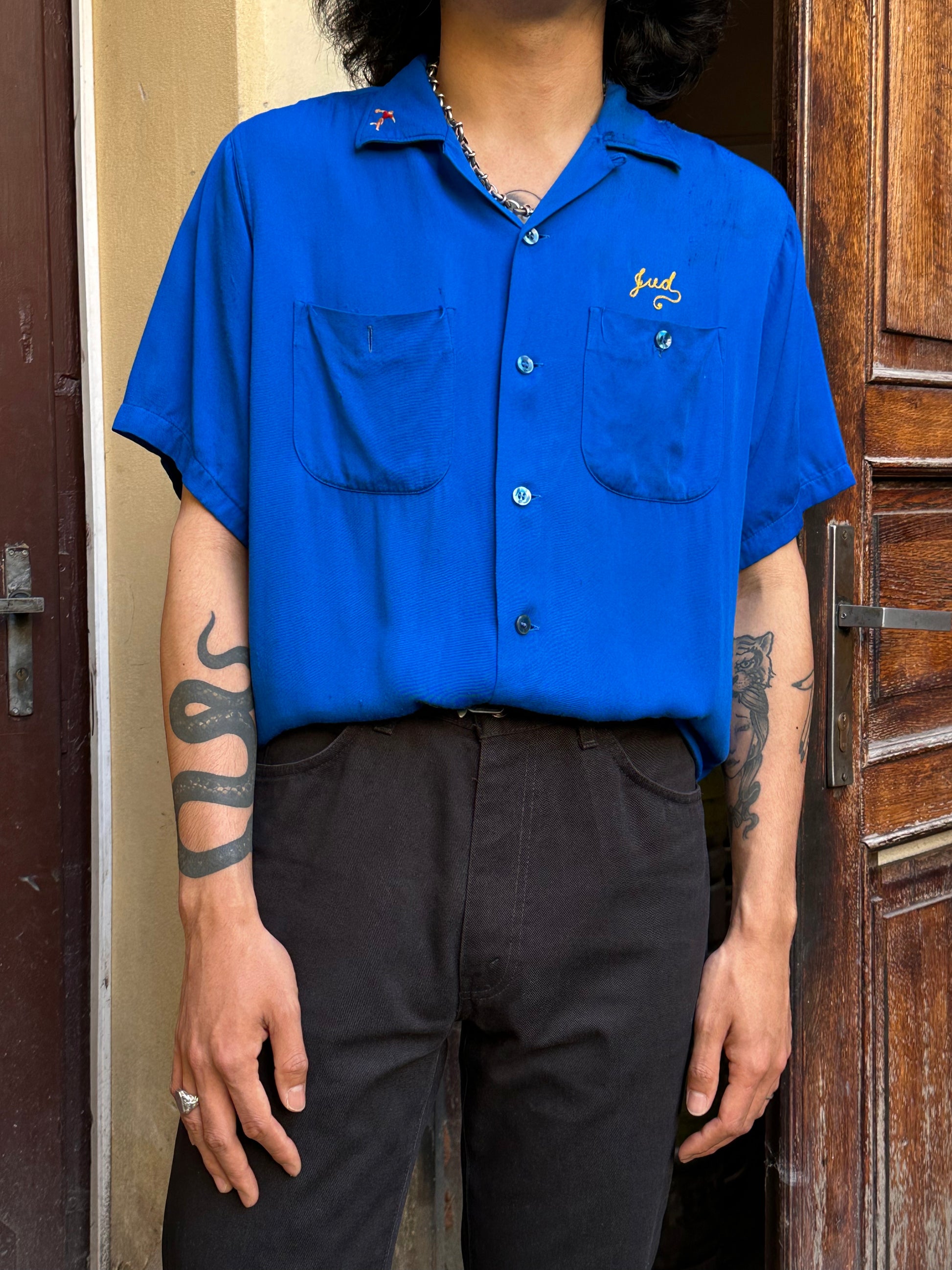 50's Bowling shirt 50年代 ボーリングシャツ Vintage Rayon shirt レーヨン 開襟 Praha Prague Vintage store プラハ 古着屋 ユーロ古着 ヨーロッパ古着