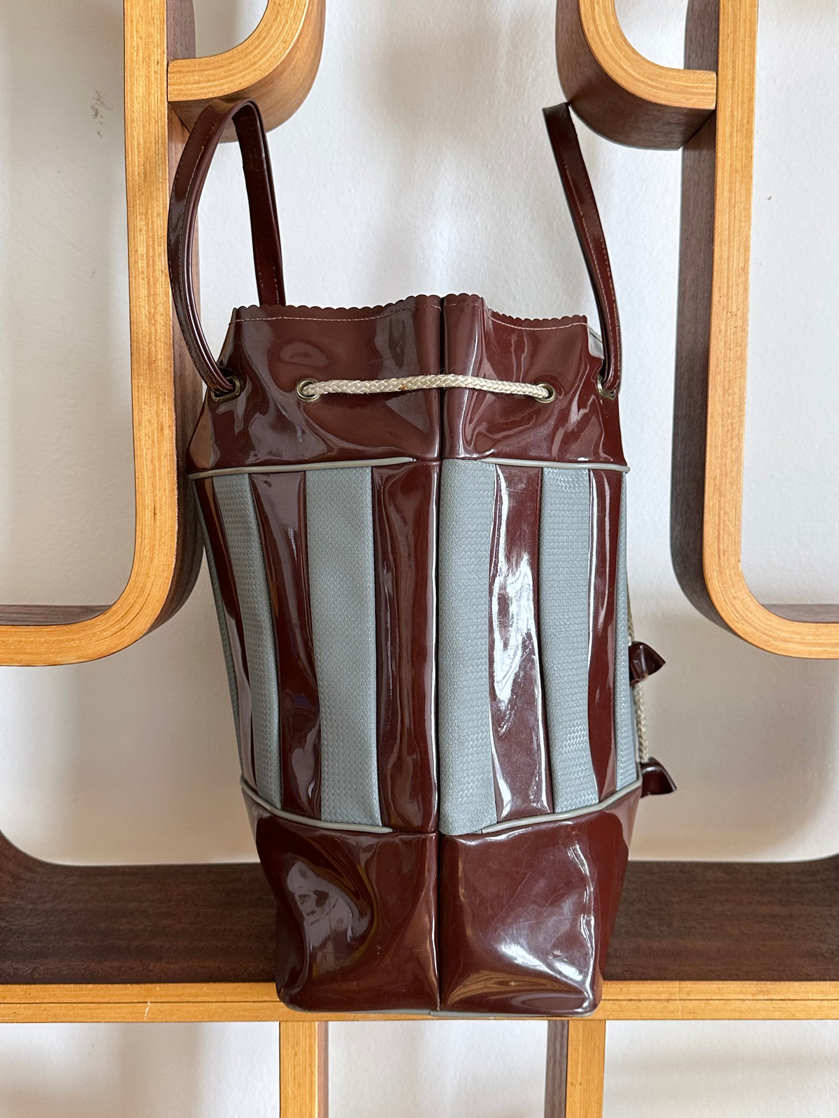 Vintage vinyl bucket bag