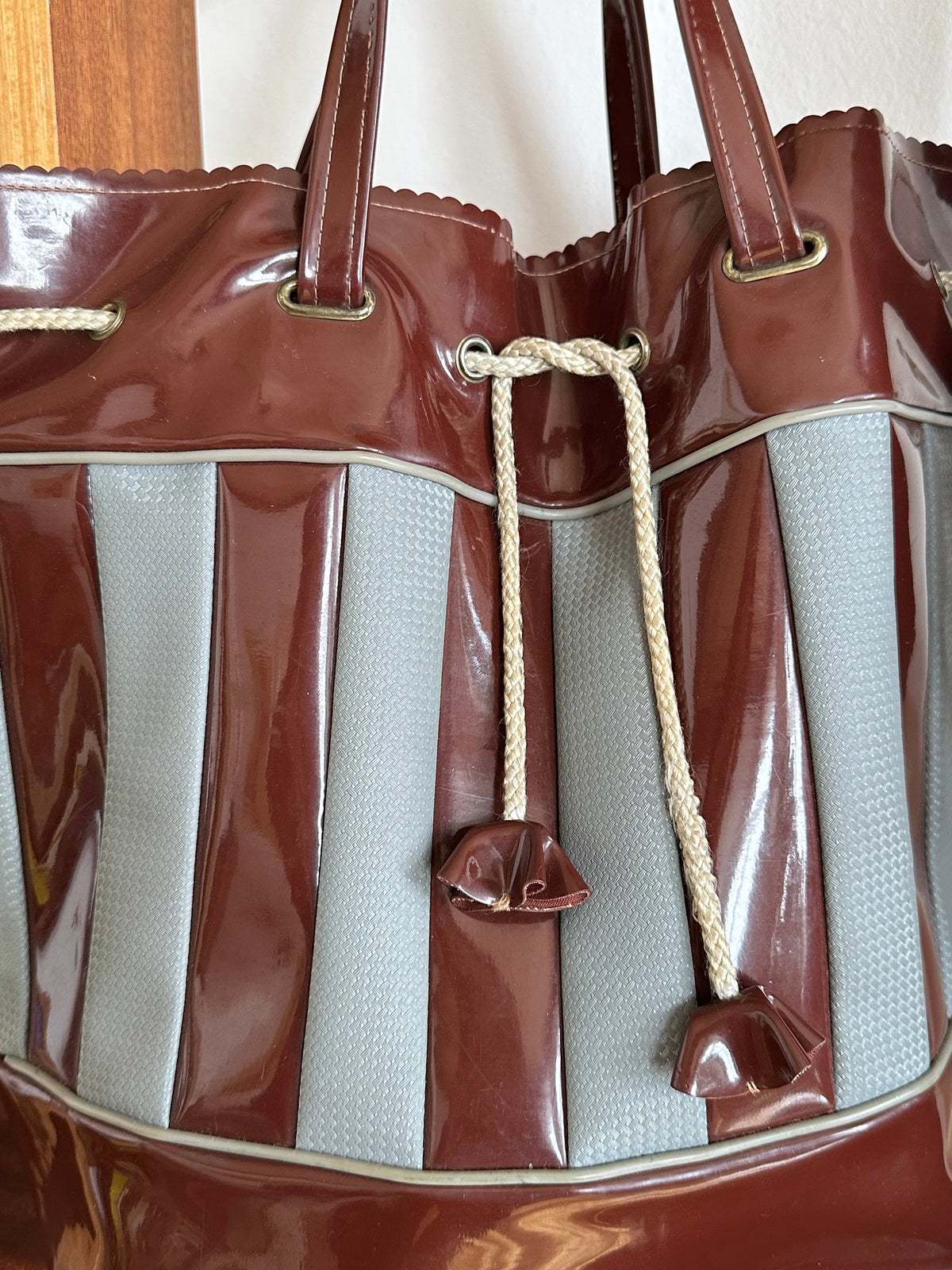 Vintage vinyl bucket bag
