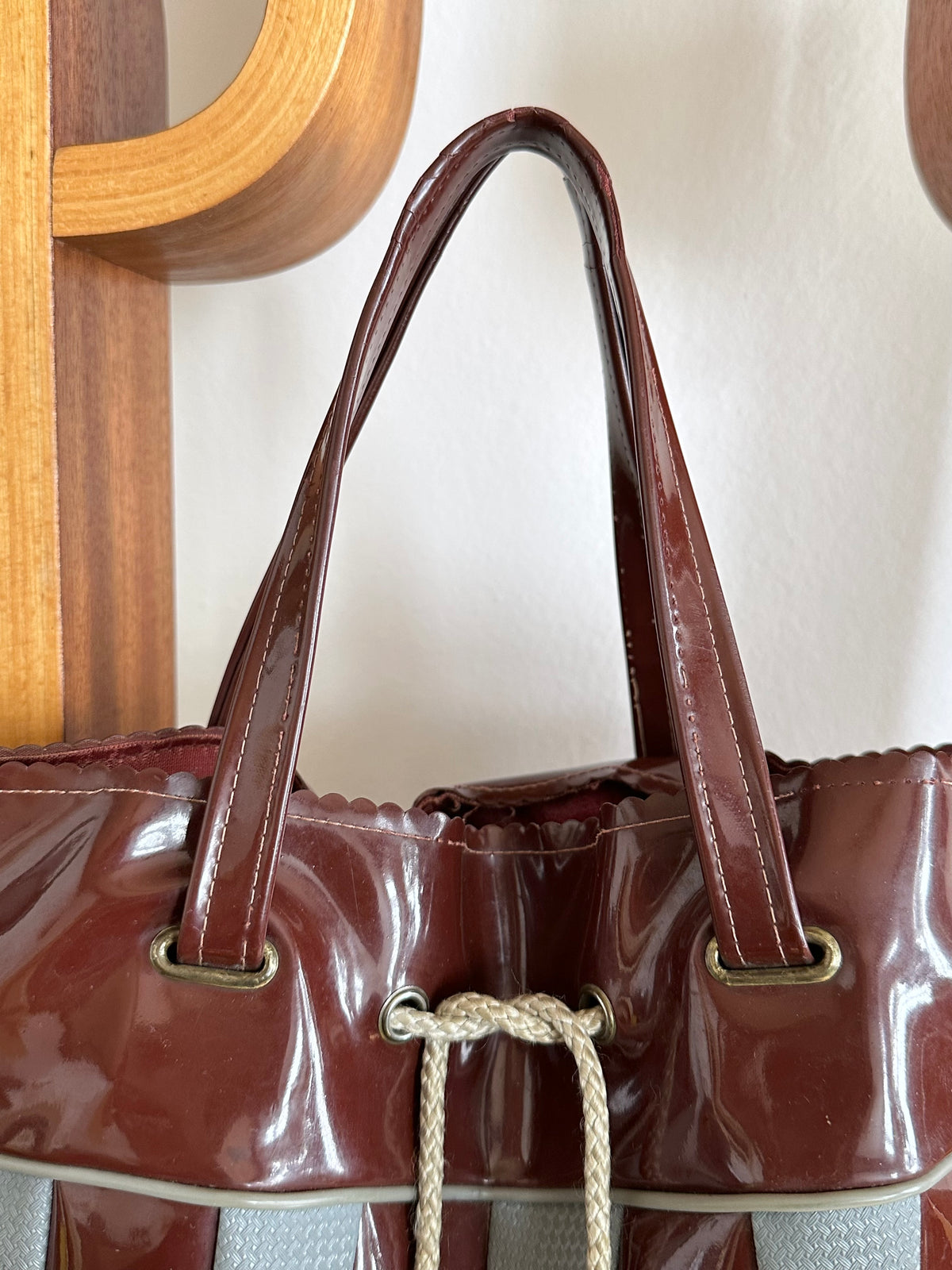Vintage vinyl bucket bag