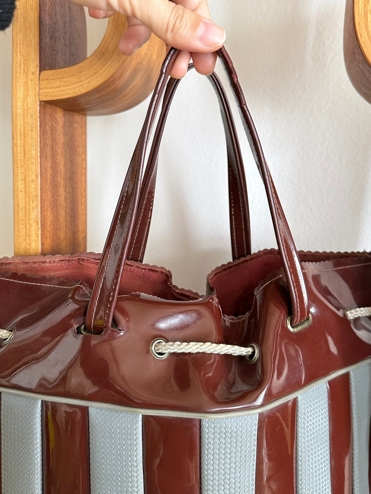 Vintage vinyl bucket bag