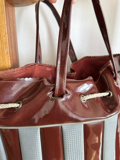 Vintage vinyl bucket bag