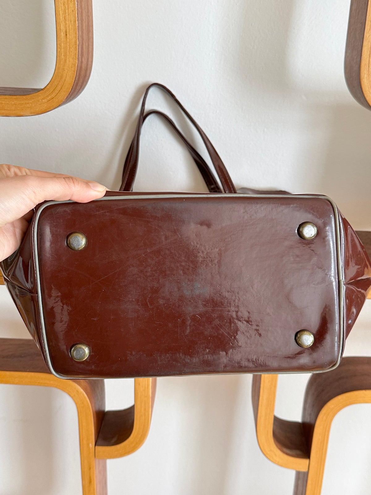 Vintage vinyl bucket bag