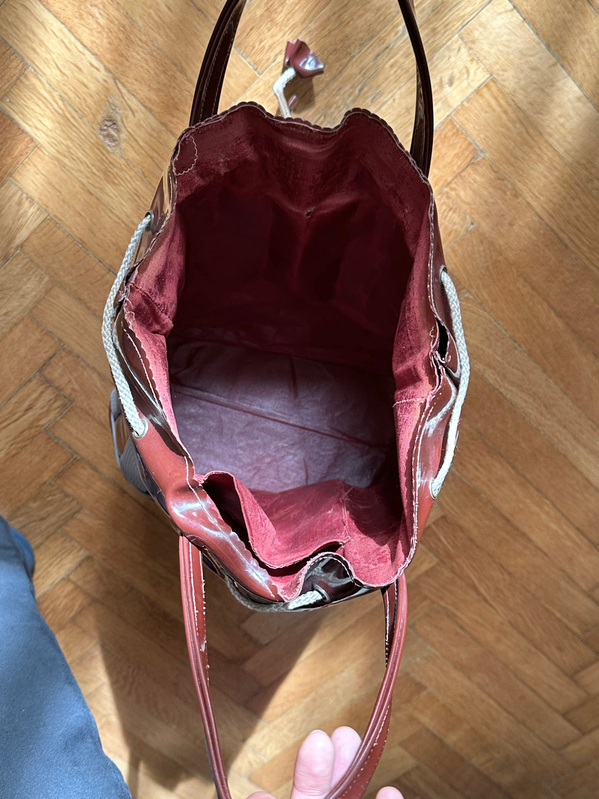 Vintage vinyl bucket bag