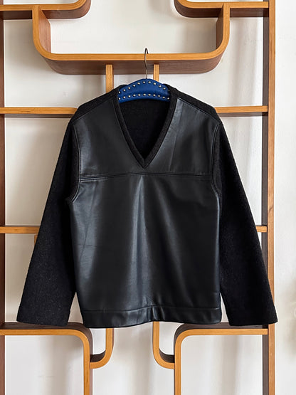 Leather and Wool Pullover