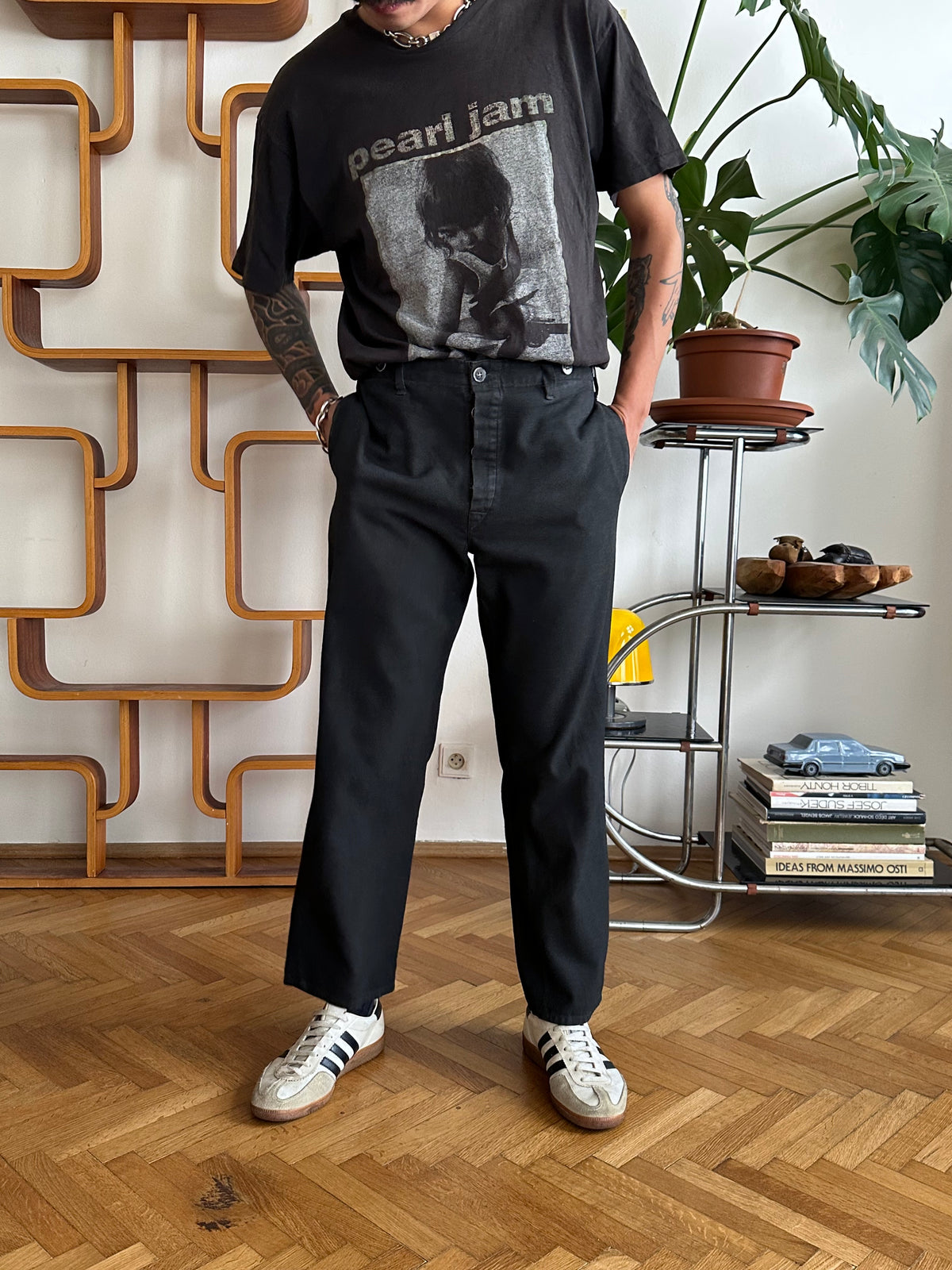 1980s East German black work trousers - w32