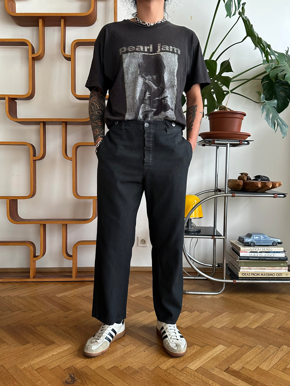 1980s East German black work trousers - w32