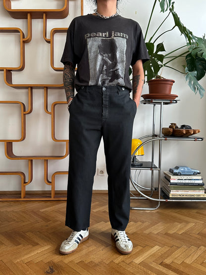 1980s East German black work trousers - w32