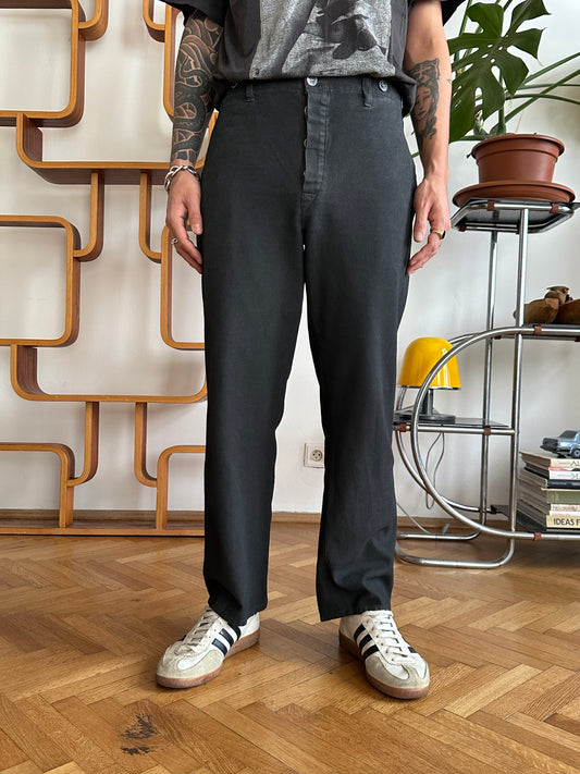 1980s East German black work trousers - w32