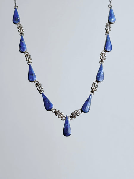 silver 950 lapis drop necklace