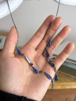 silver 950 lapis drop necklace