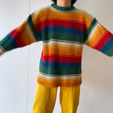 Big sized stripe low gauge knit