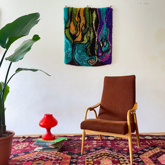 70s Space age psychedelic jungle wall carpet