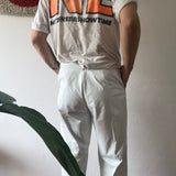 White style of summer , 80s Germany leather 2tuck trouser